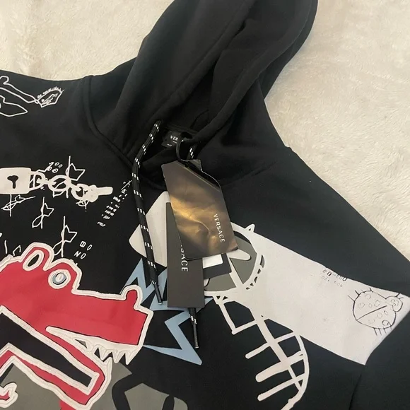 Versace Mens Graphic Print Cotton Hoodie Sz XL - Picture 7 of 11